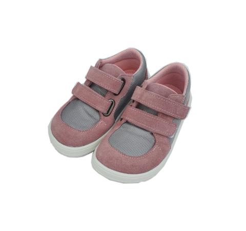 BabyBare Sneaker Barfußschuh grau-pink