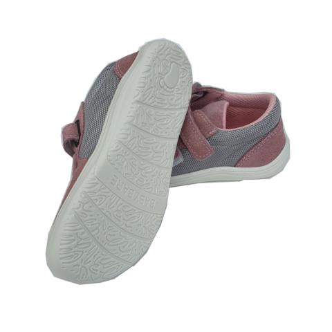 BabyBare Sneaker Barfußschuh grau-pink